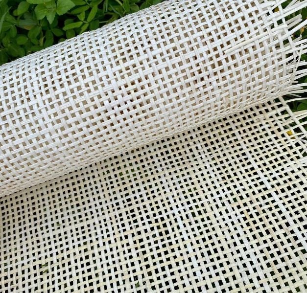 Width 18"/24'' Cane Webbing White Radio Cane Webbing Woven Mesh Bleached Weave Rattan Woven-Bleached Weave Rattan Webbing For DIY